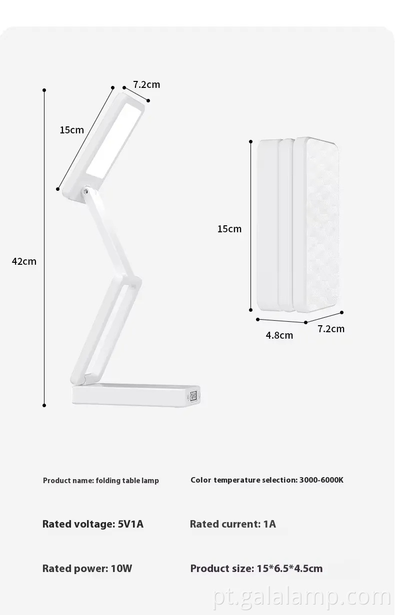 Rechargeable Folding Desk Lamp, Clock Reading Desk Lamp
